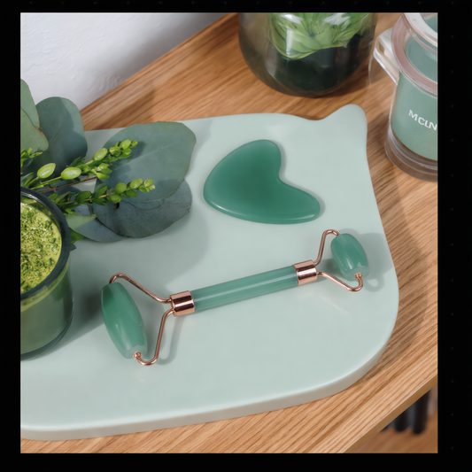Green Aventurine Gua Sha & Roller Set – Face Sculpting