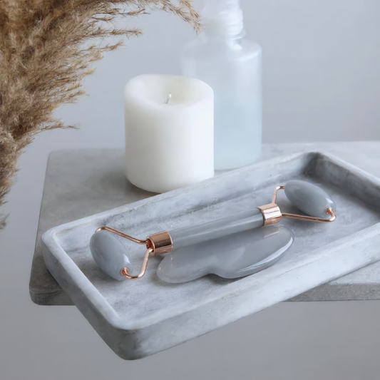 Grey Agate Gua Sha & Roller Set – Face Sculpting