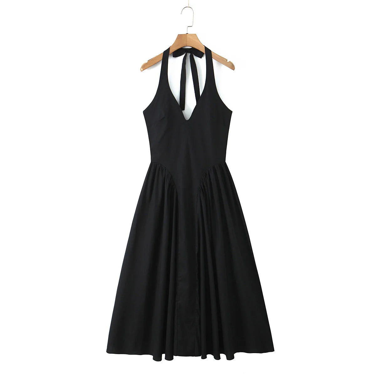 Green Halter Midi Dress Backless Low Waist