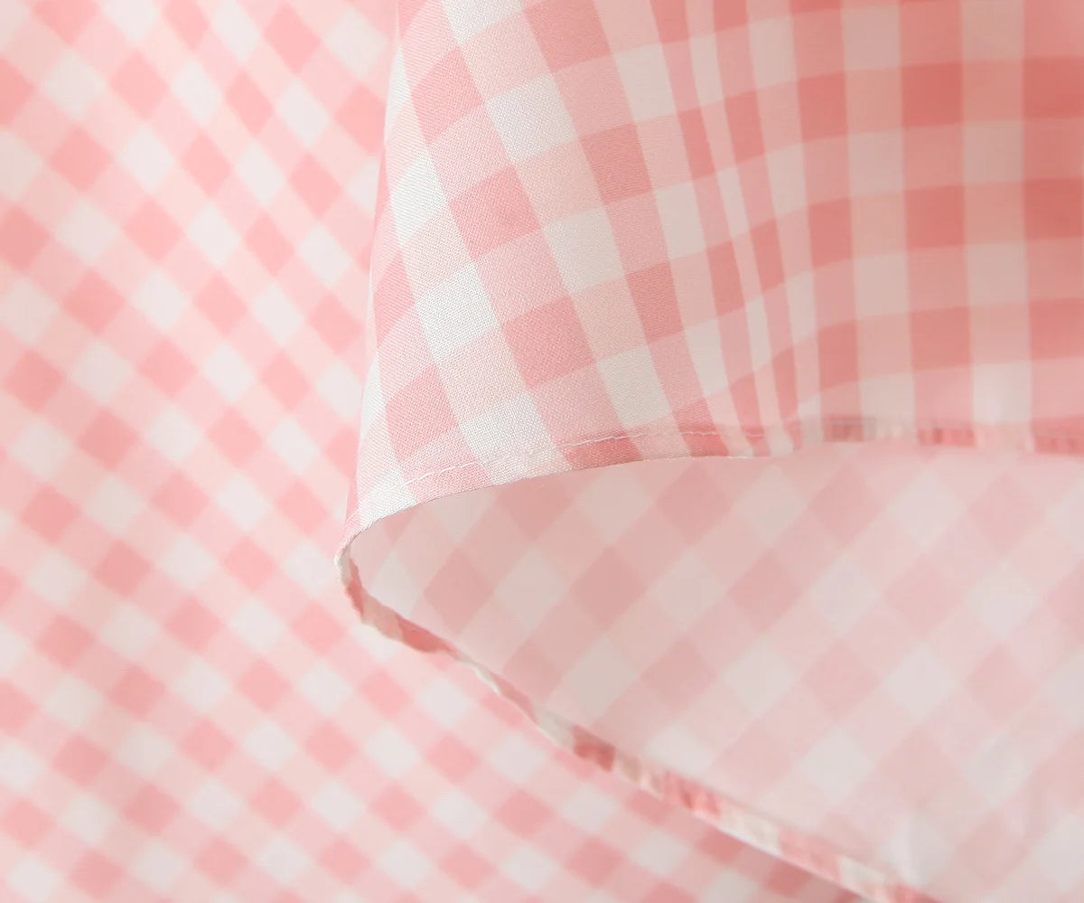 Pink Plaid Halter Dress Backless Low Waist