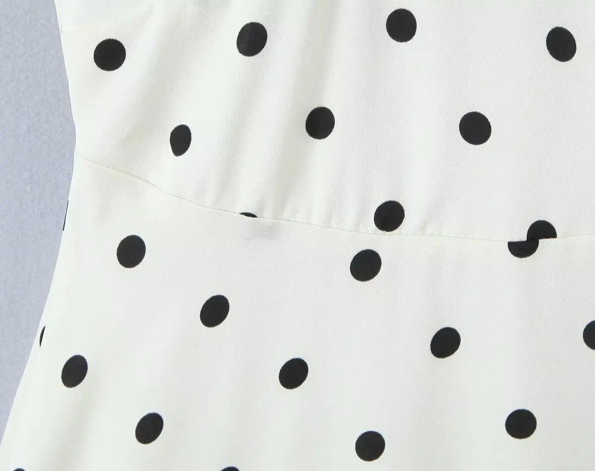 Lace Polka Dot Halter Mini Dress Backless