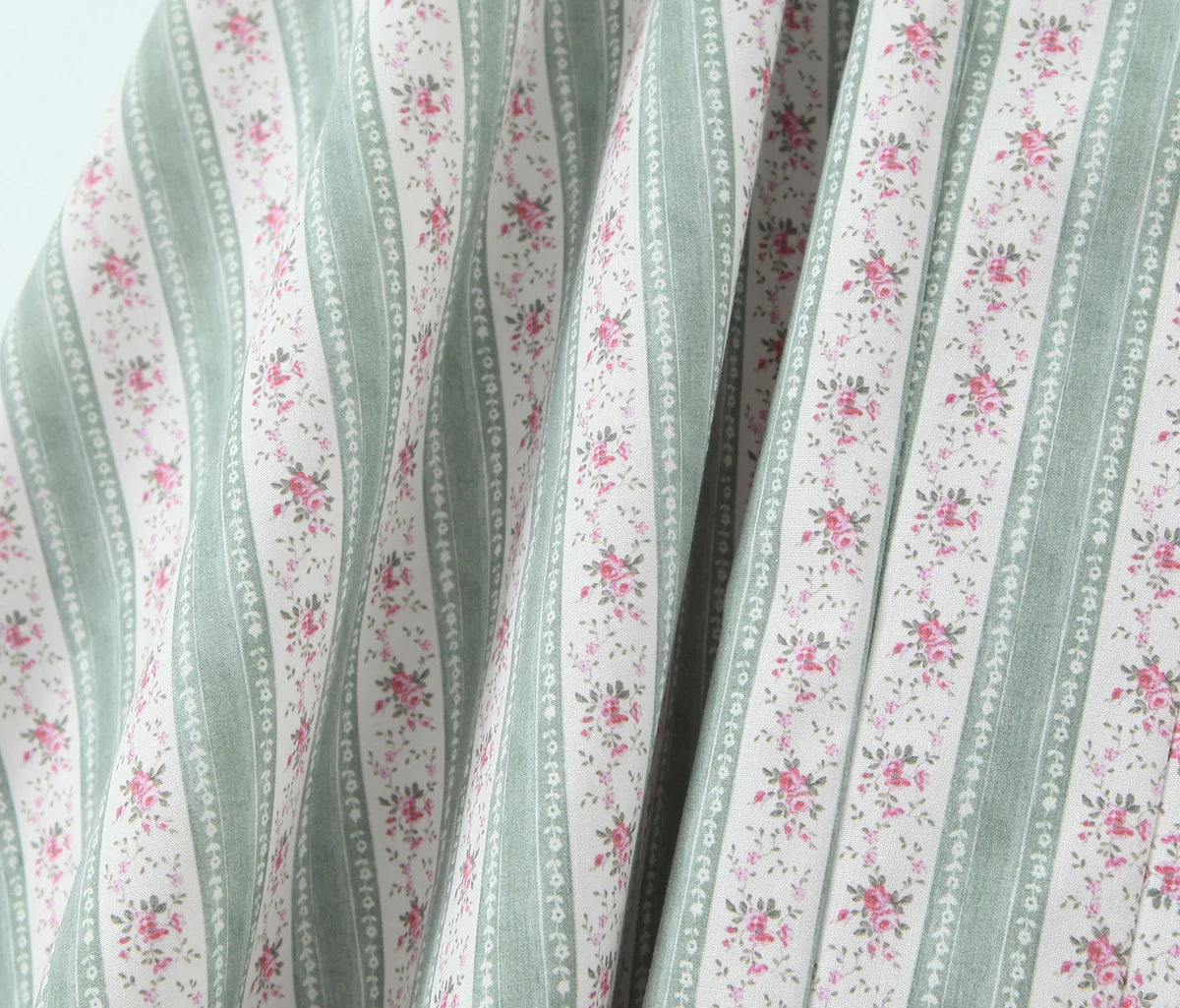 Green Striped Floral Midi Dress Spaghetti Strap