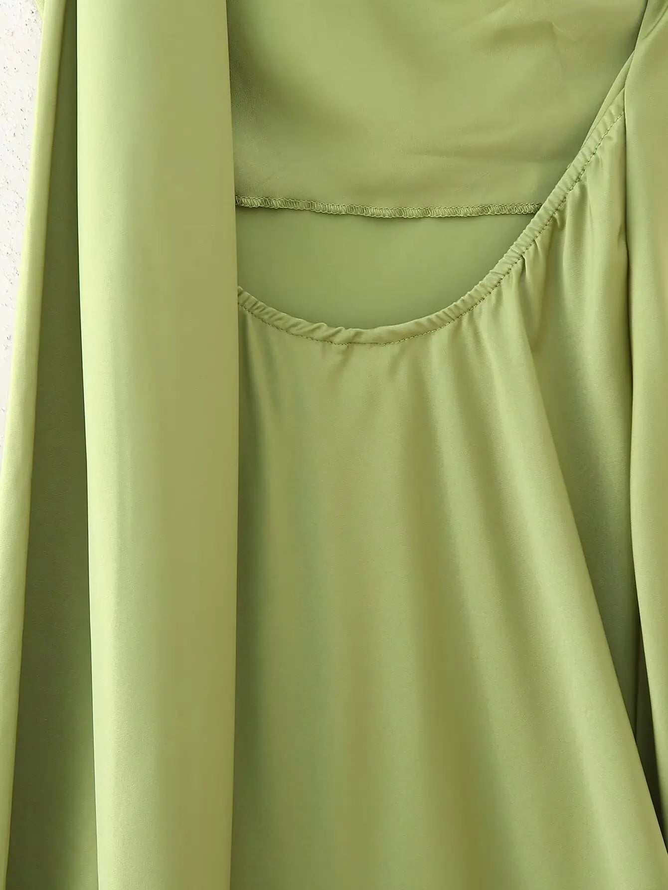 Green Satin Halter Maxi Dress Backless