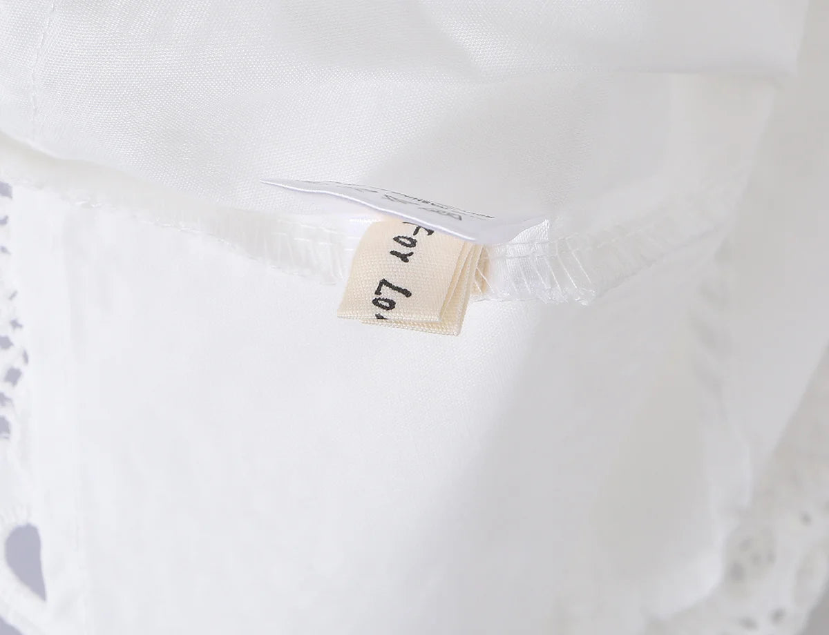 Embroidered White Mini Dress Puff Sleeve Floral