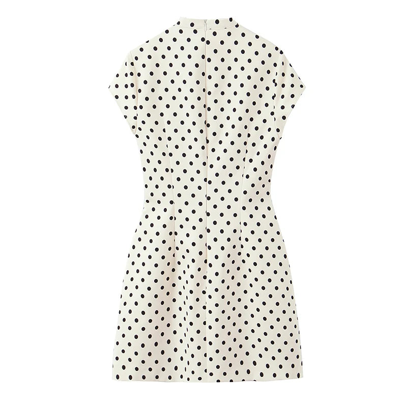 Bow Tie Polka Dot Mini Dress Short Sleeve