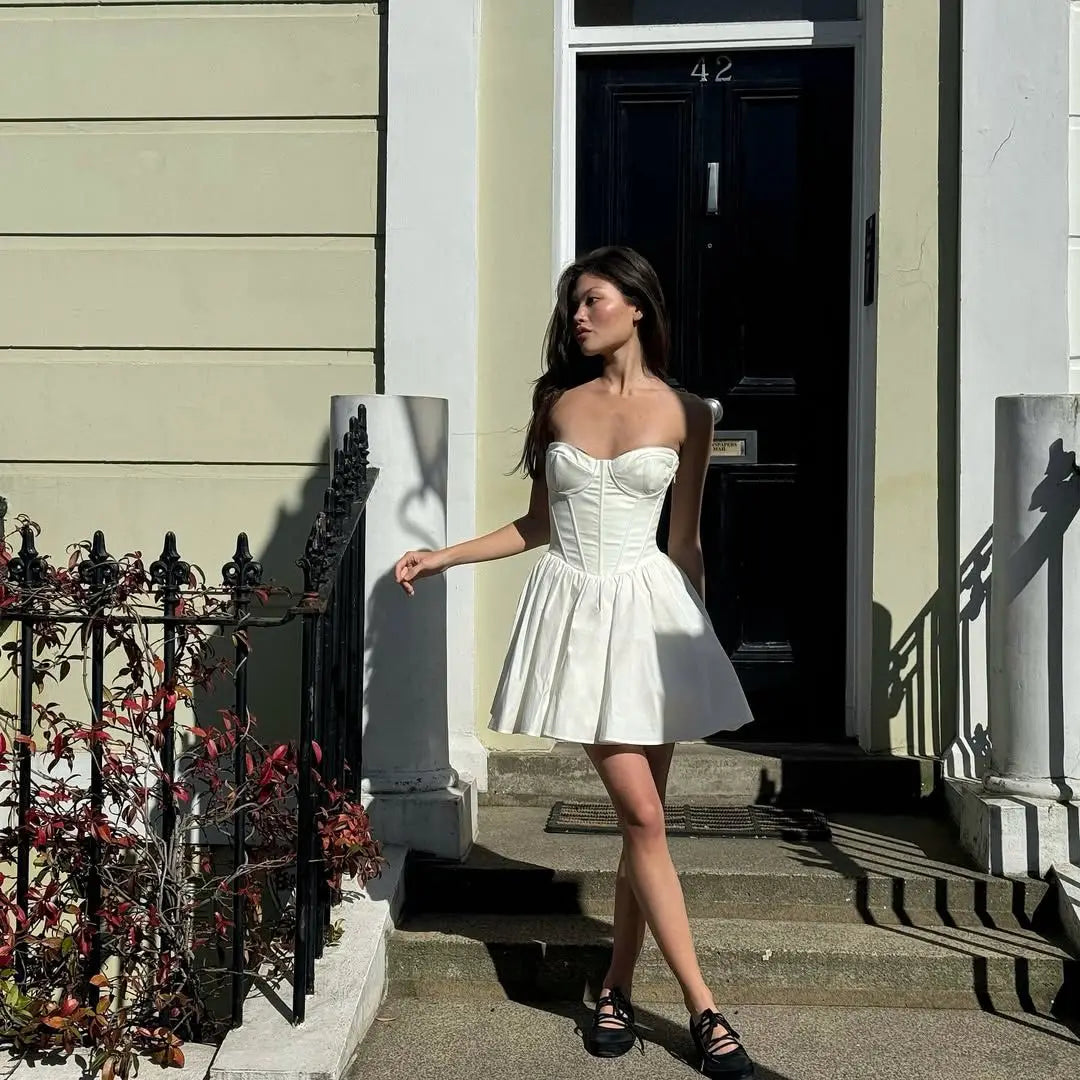 Robe Bustier Beige Chic