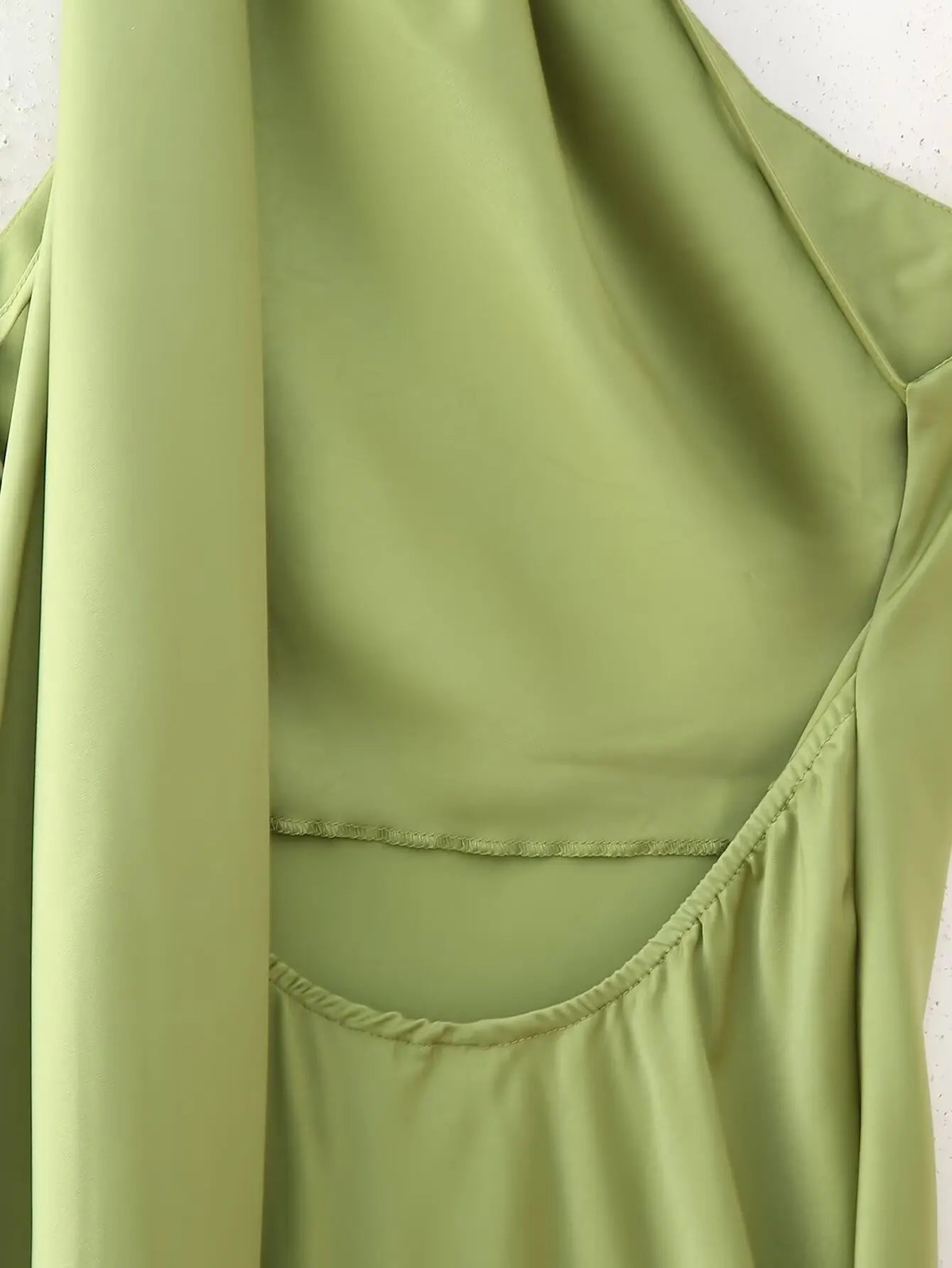 Green Satin Halter Maxi Dress Backless