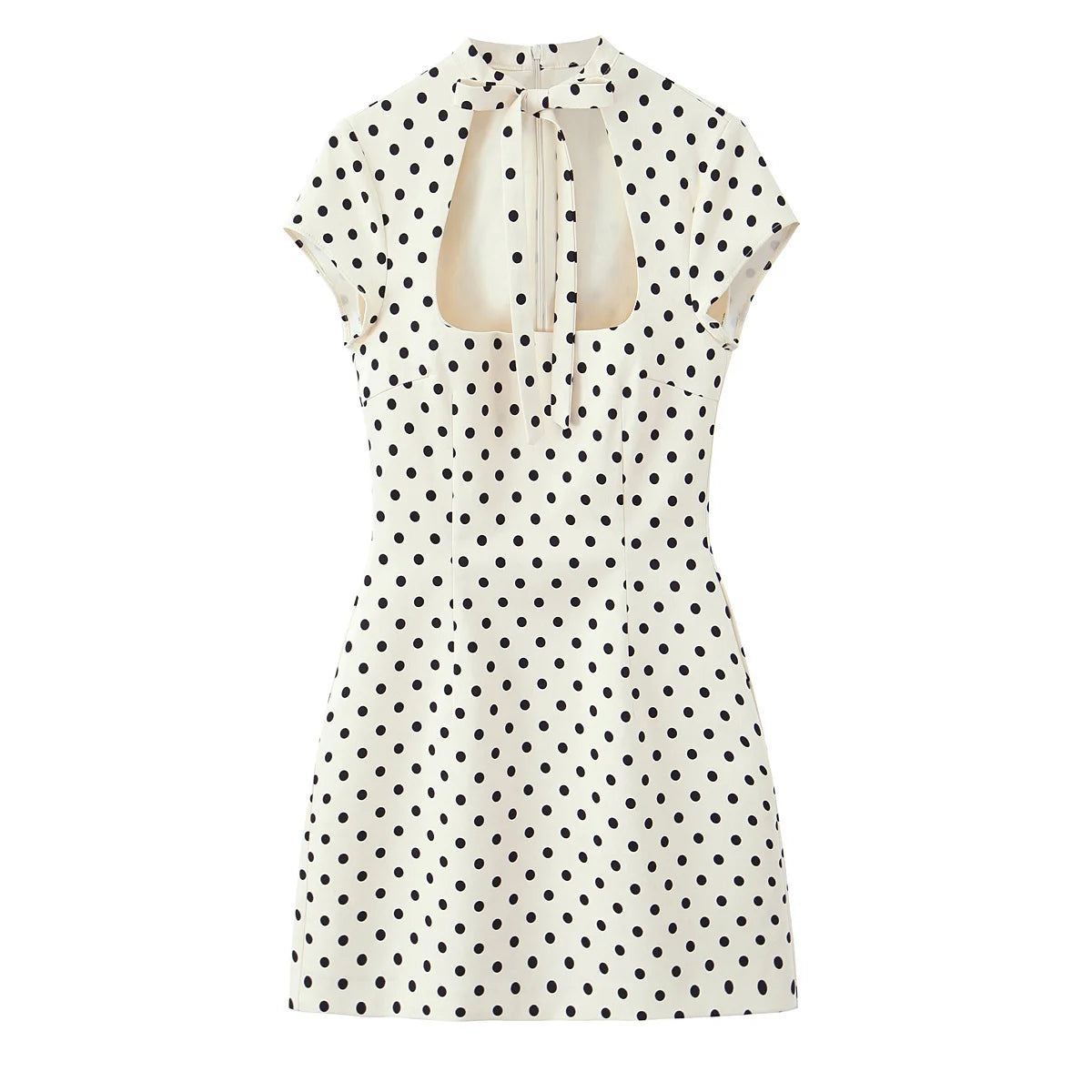Bow Tie Polka Dot Mini Dress Short Sleeve