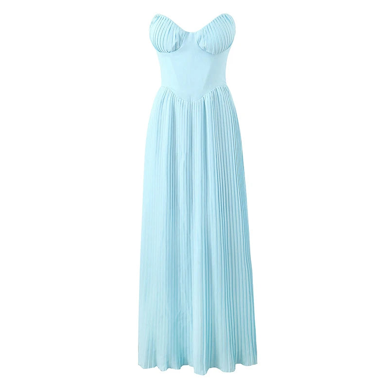 Robe Plissée Bleu Ciel