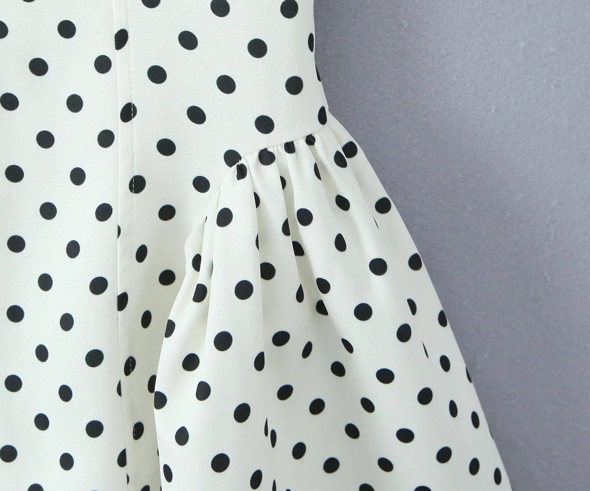 Polka Dot Halter Dress Backless A-Line Mini