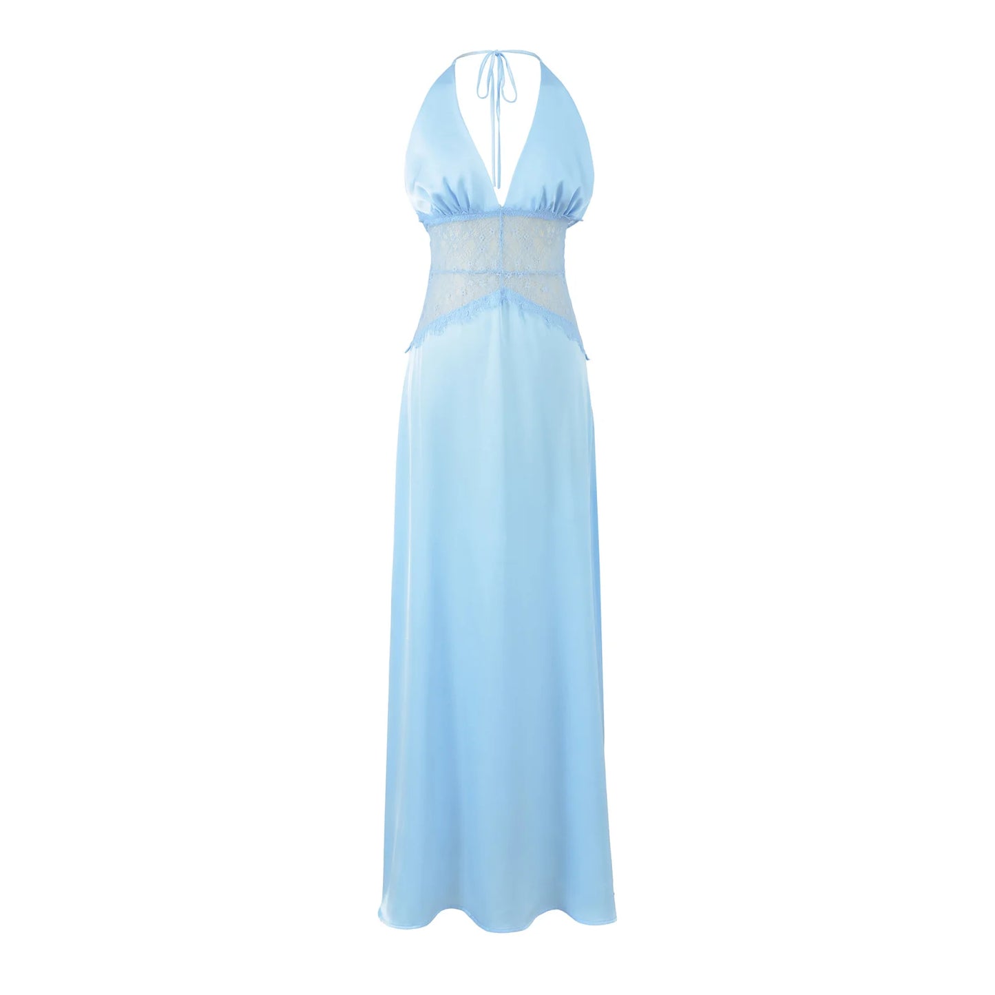 Satin Halter Maxi Dress - Backless Evening Gown