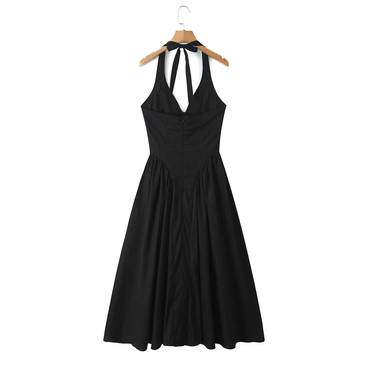 Green Halter Midi Dress Backless Low Waist