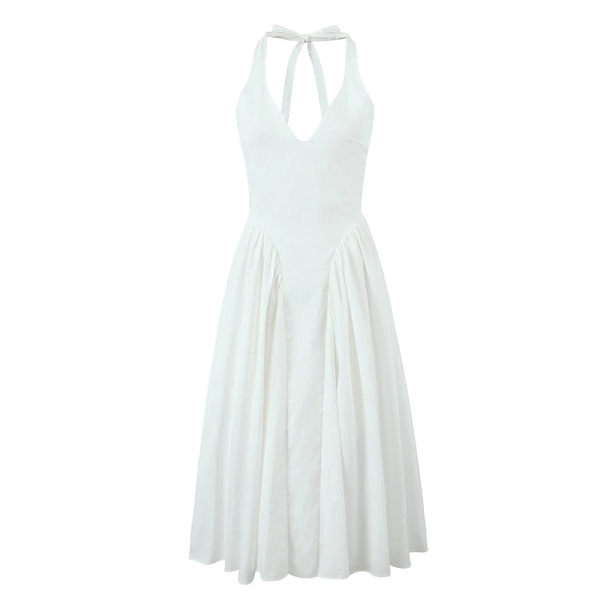 Green Halter Midi Dress Backless Low Waist