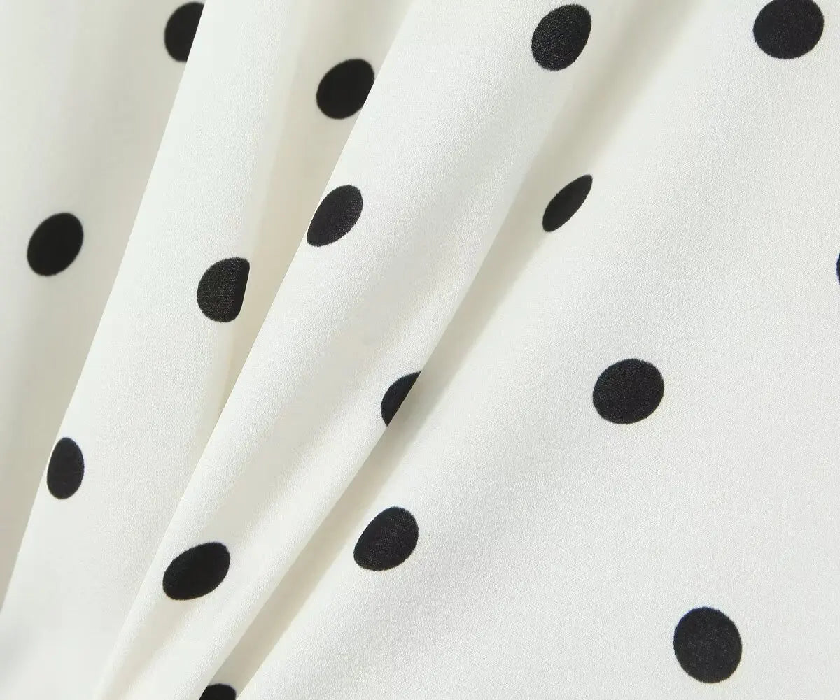 Lace Polka Dot Halter Mini Dress Backless