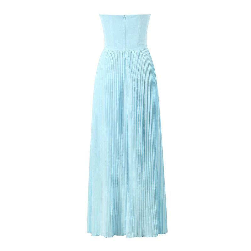 Robe Plissée Bleu Ciel