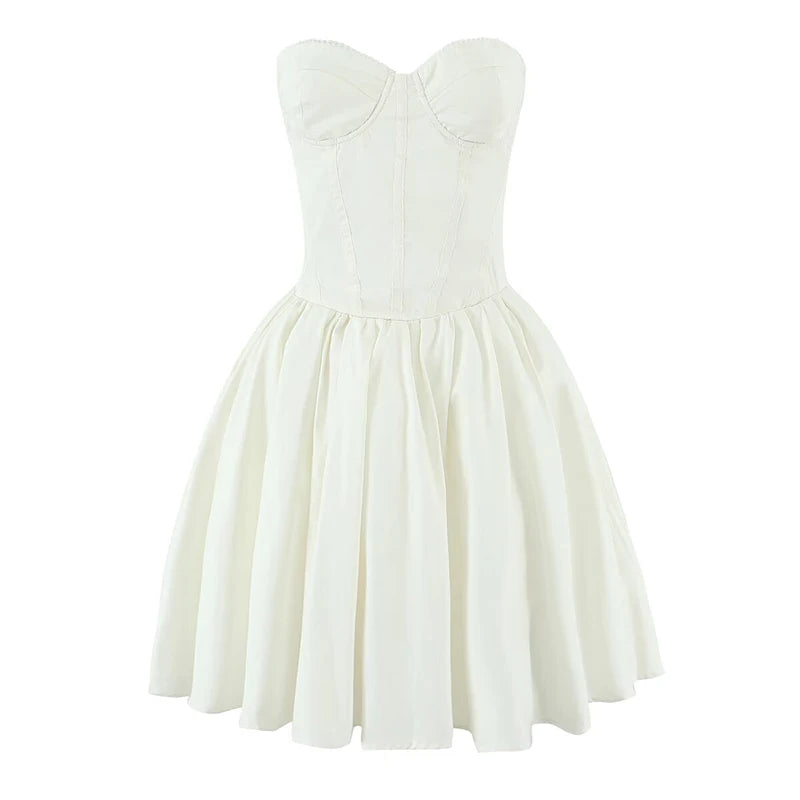 Robe Bustier Beige Chic