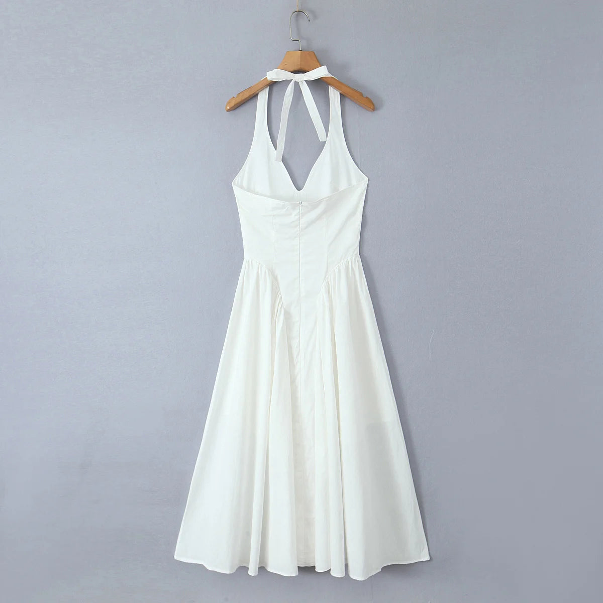 Green Halter Midi Dress Backless Low Waist