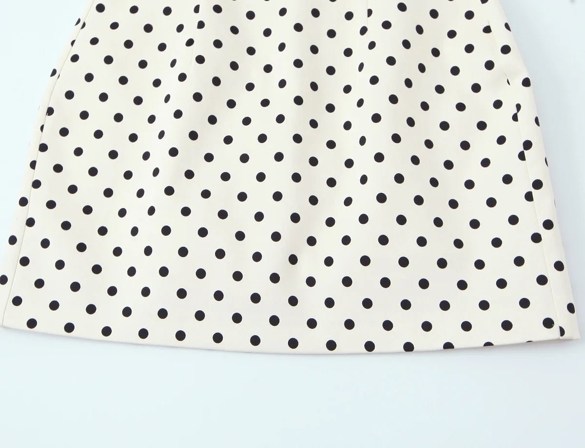 Bow Tie Polka Dot Mini Dress Short Sleeve