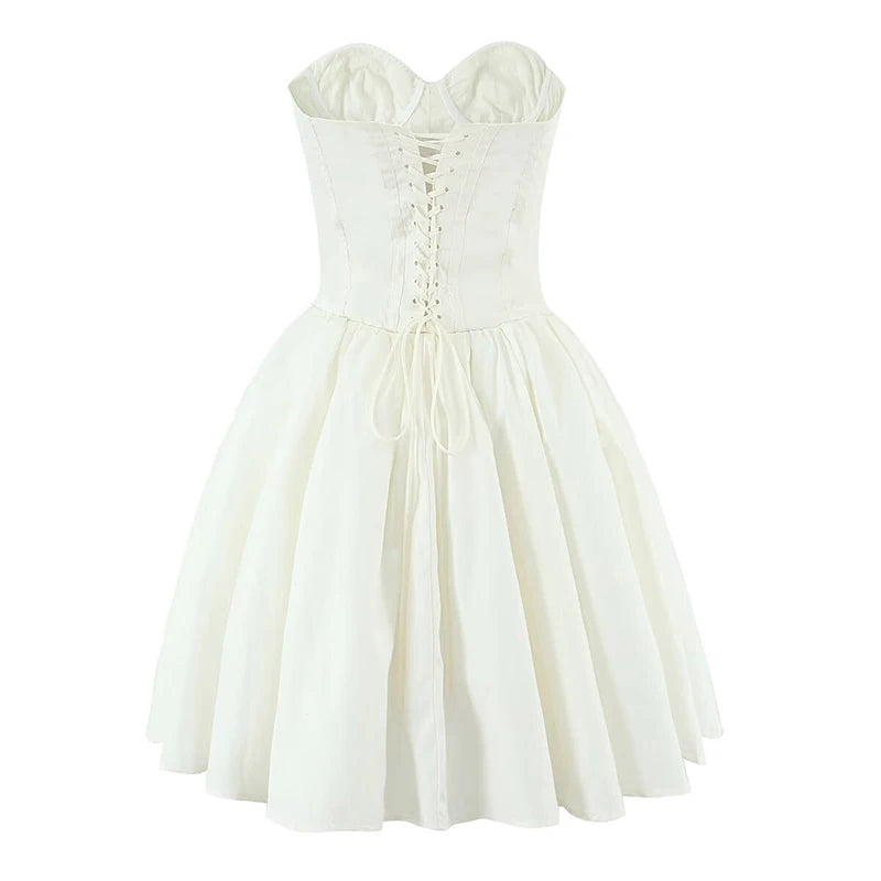Robe Bustier Beige Chic