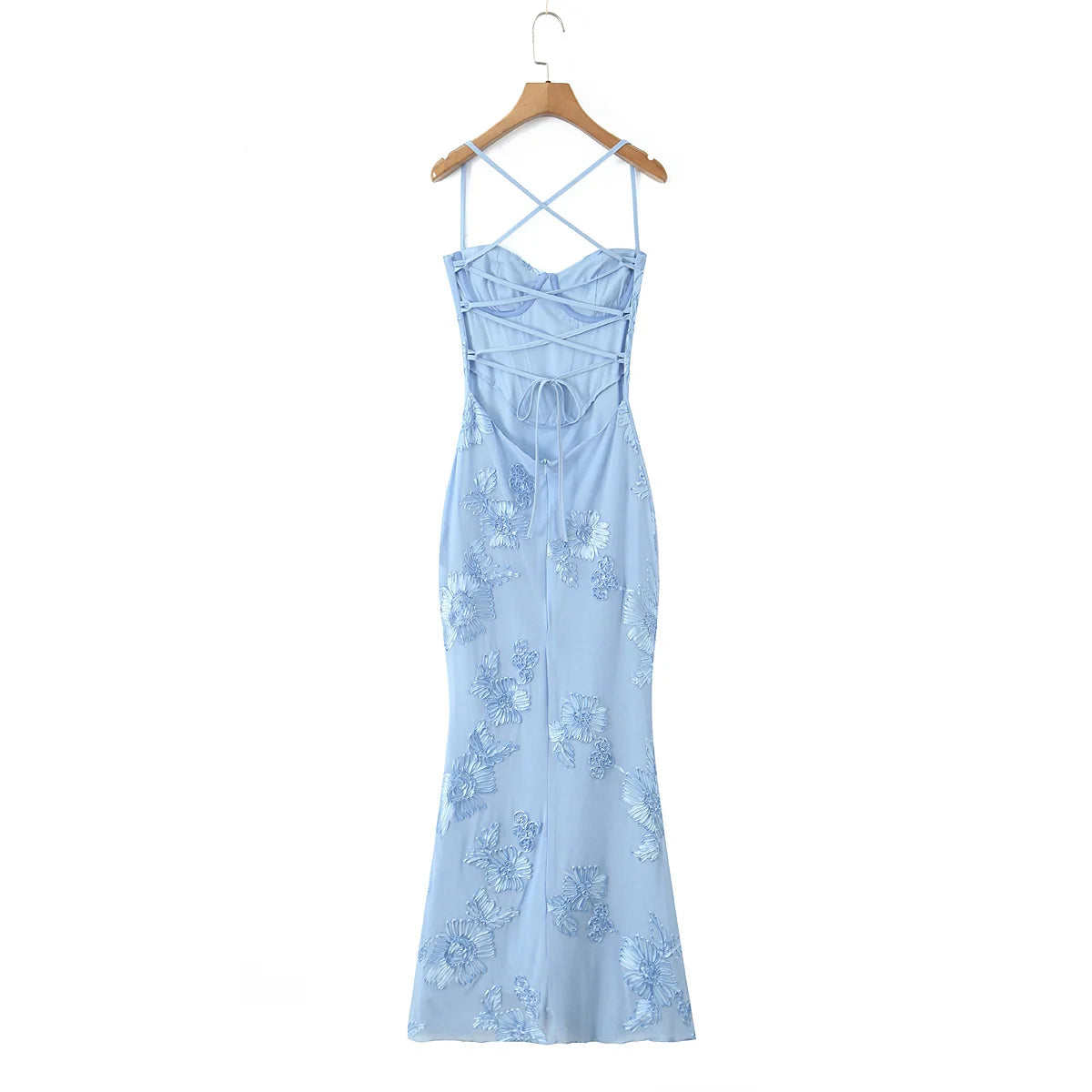 Robe Sirène Fleurie Bleue