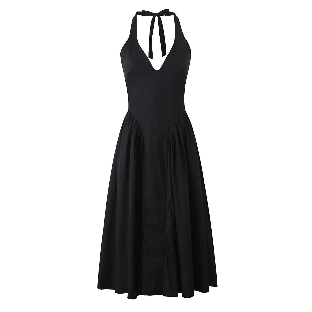 Green Halter Midi Dress Backless Low Waist