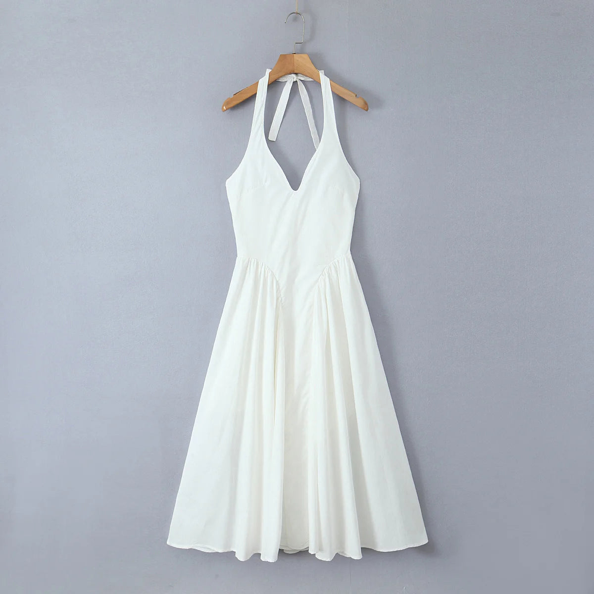Green Halter Midi Dress Backless Low Waist