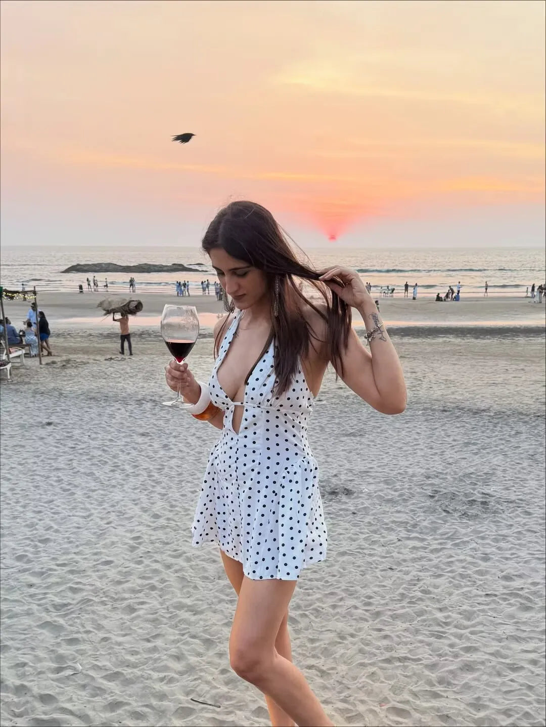 Polka Dot Halter Dress Backless A-Line Mini