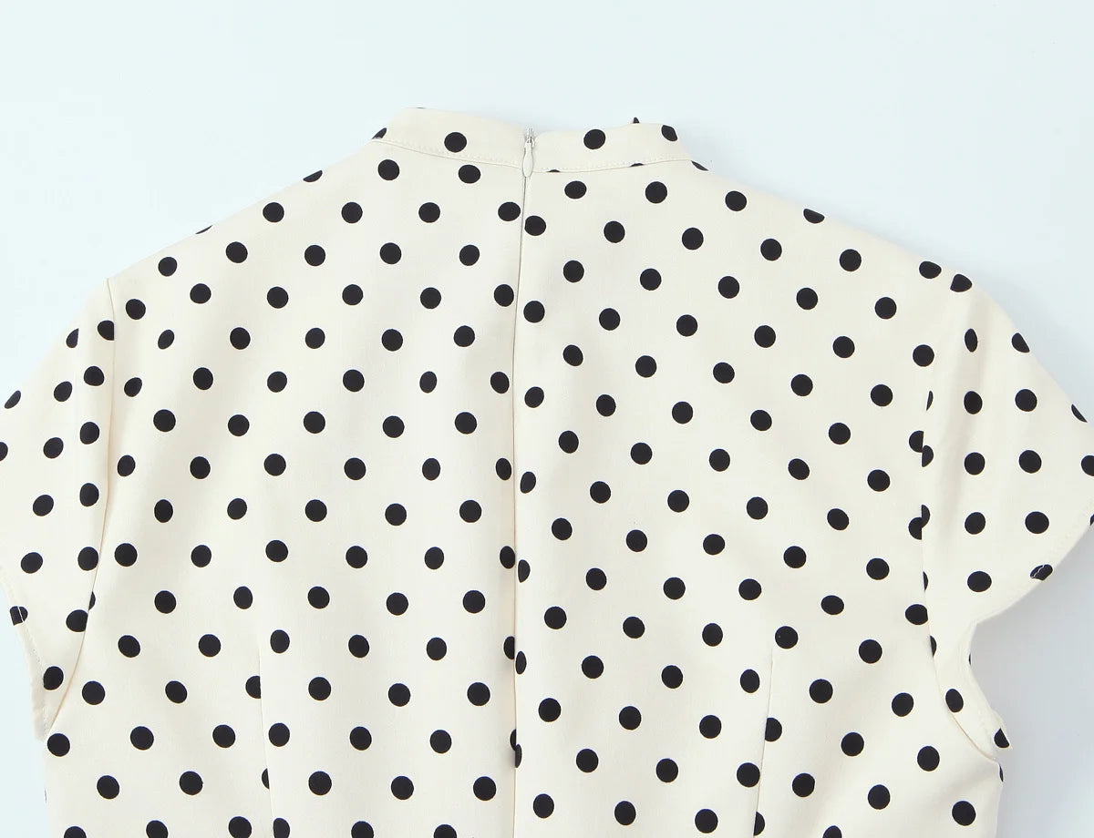Bow Tie Polka Dot Mini Dress Short Sleeve