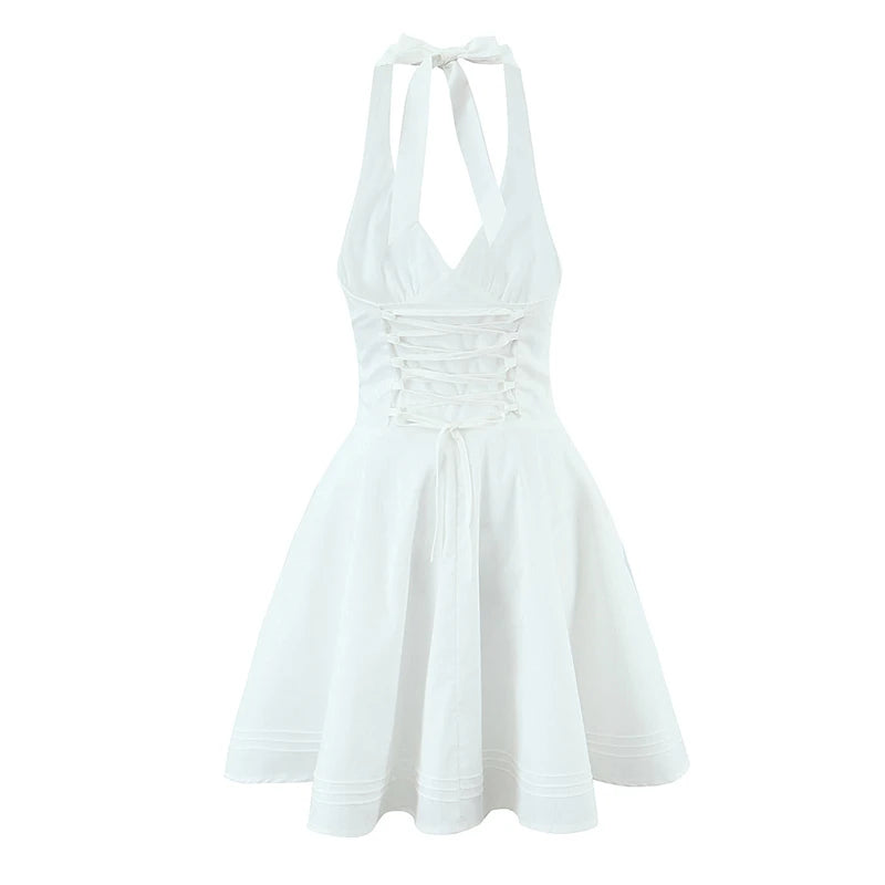 line Elegant Party Dresses Summer Robe Lace Up Vestidos