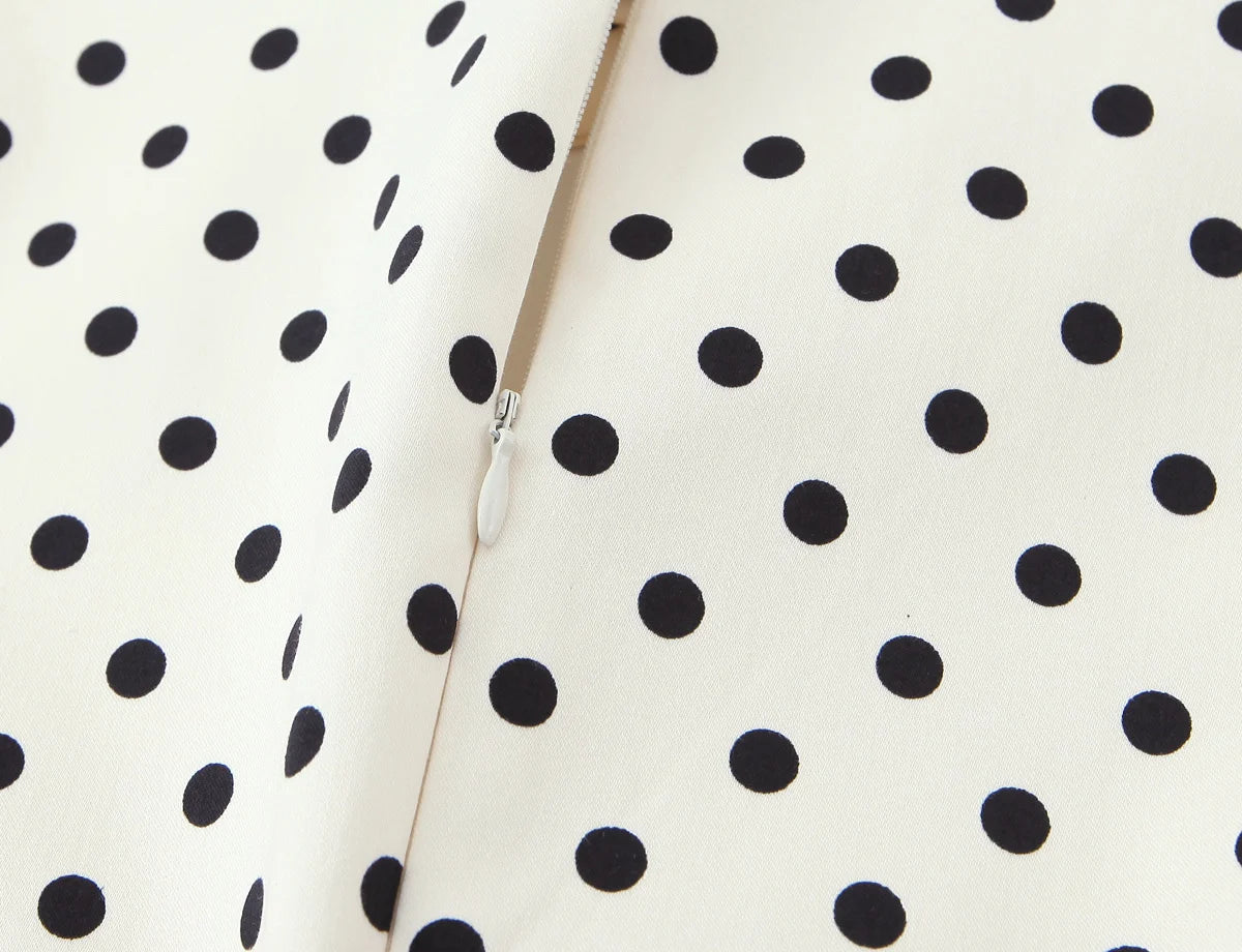 Bow Tie Polka Dot Mini Dress Short Sleeve