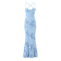 Robe Sirène Fleurie Bleue
