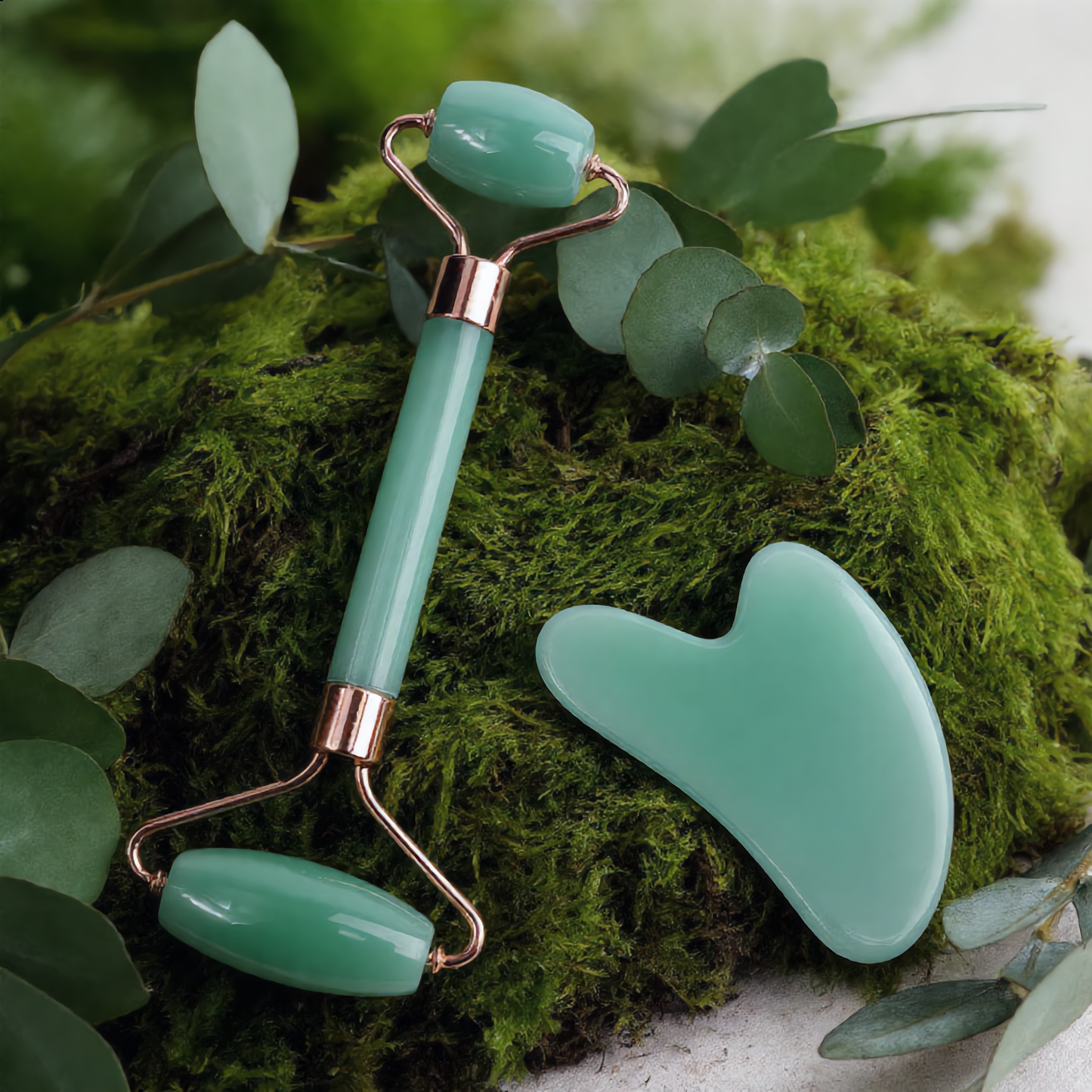 Green Aventurine Gua Sha & Roller Set – Face Sculpting