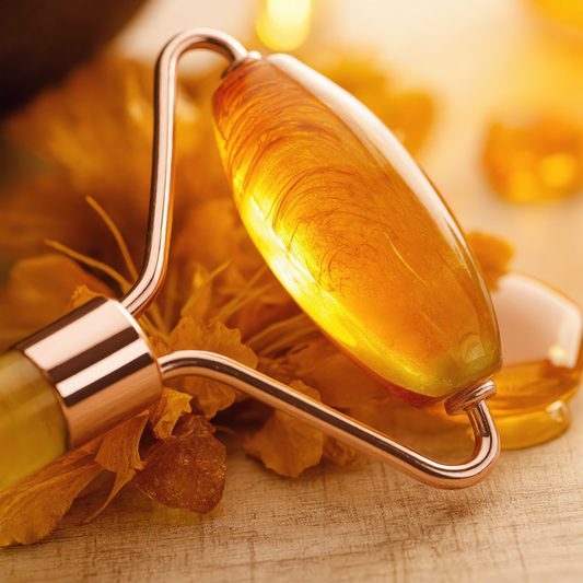 Amber Citrine Gua Sha & Roller Set – Face Sculpting
