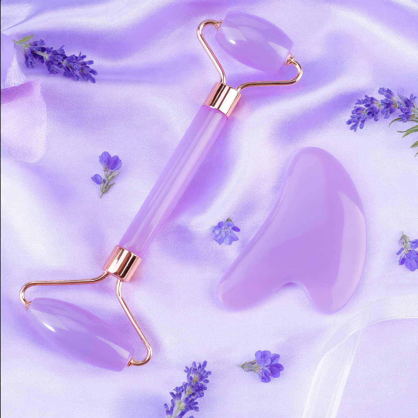 Lavender Gua Sha & Roller Set – Face Sculpting
