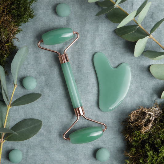Green Aventurine Gua Sha & Roller Set – Face Sculpting