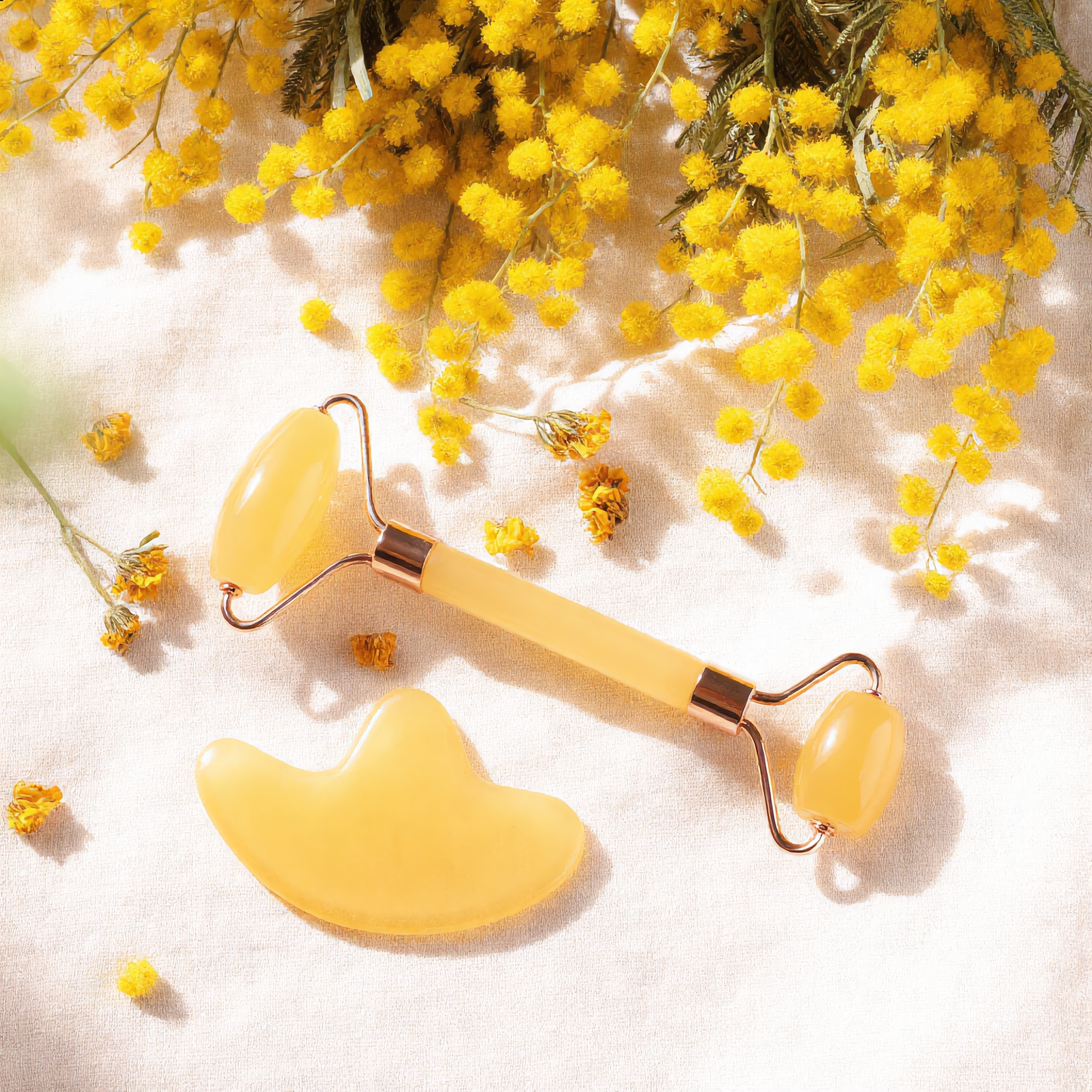 Amber Jade Gua Sha & Roller Set – Face Sculpting