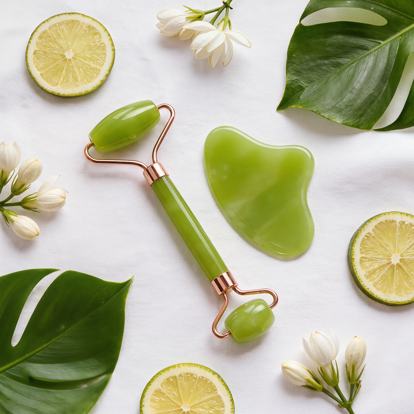 Green Jade Gua Sha & Roller Set – Face Sculpting