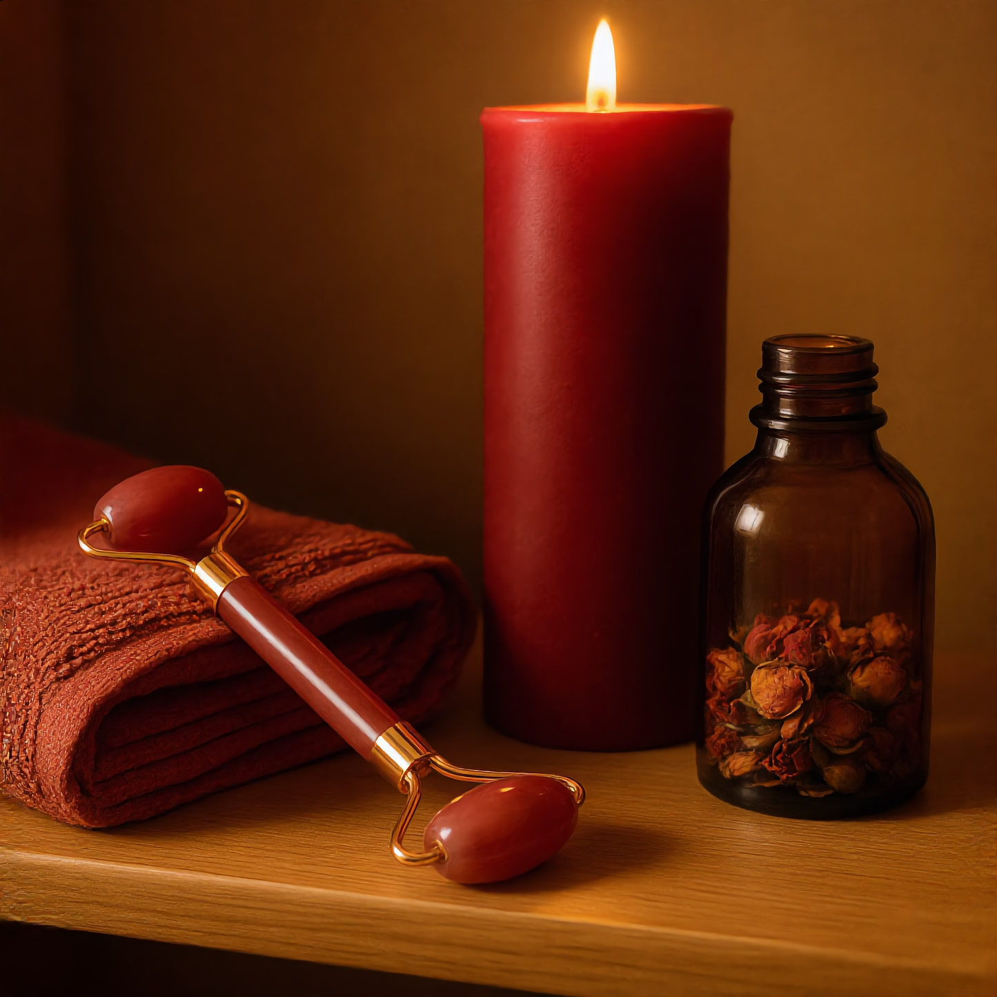 Red Jade Gua Sha & Roller Set – Face Sculpting