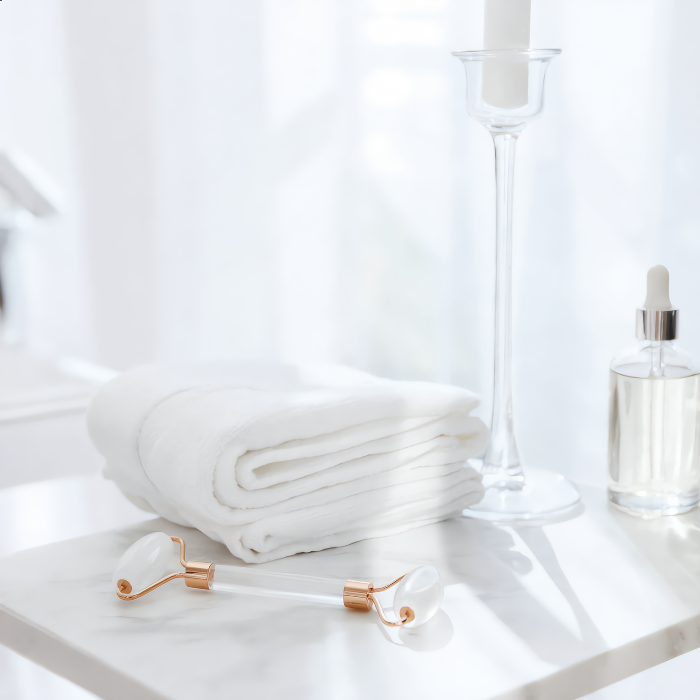 Clear Quartz Gua Sha & Roller Set – Face Sculpting