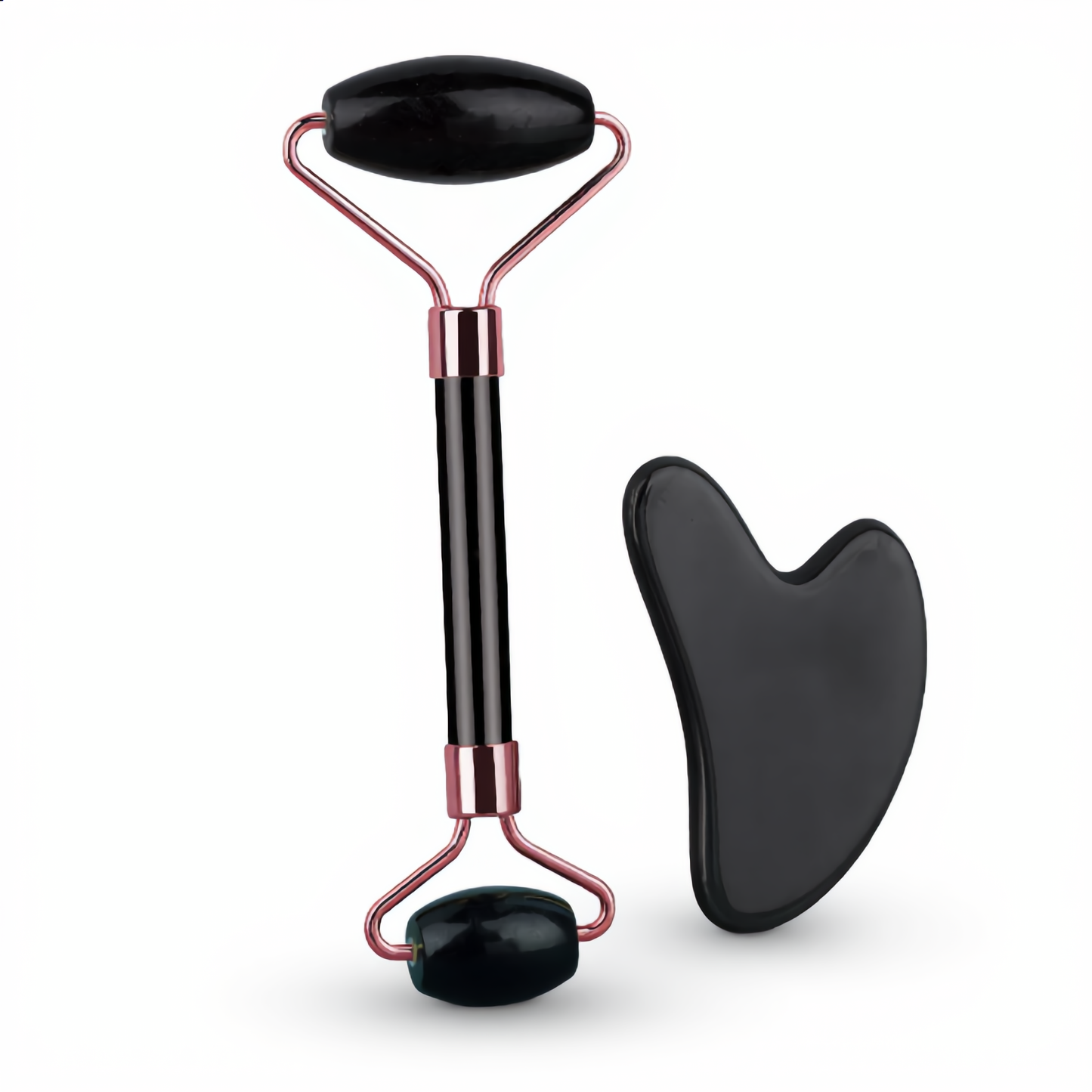 Black Obsidian Gua Sha & Roller Set – Face Sculpting