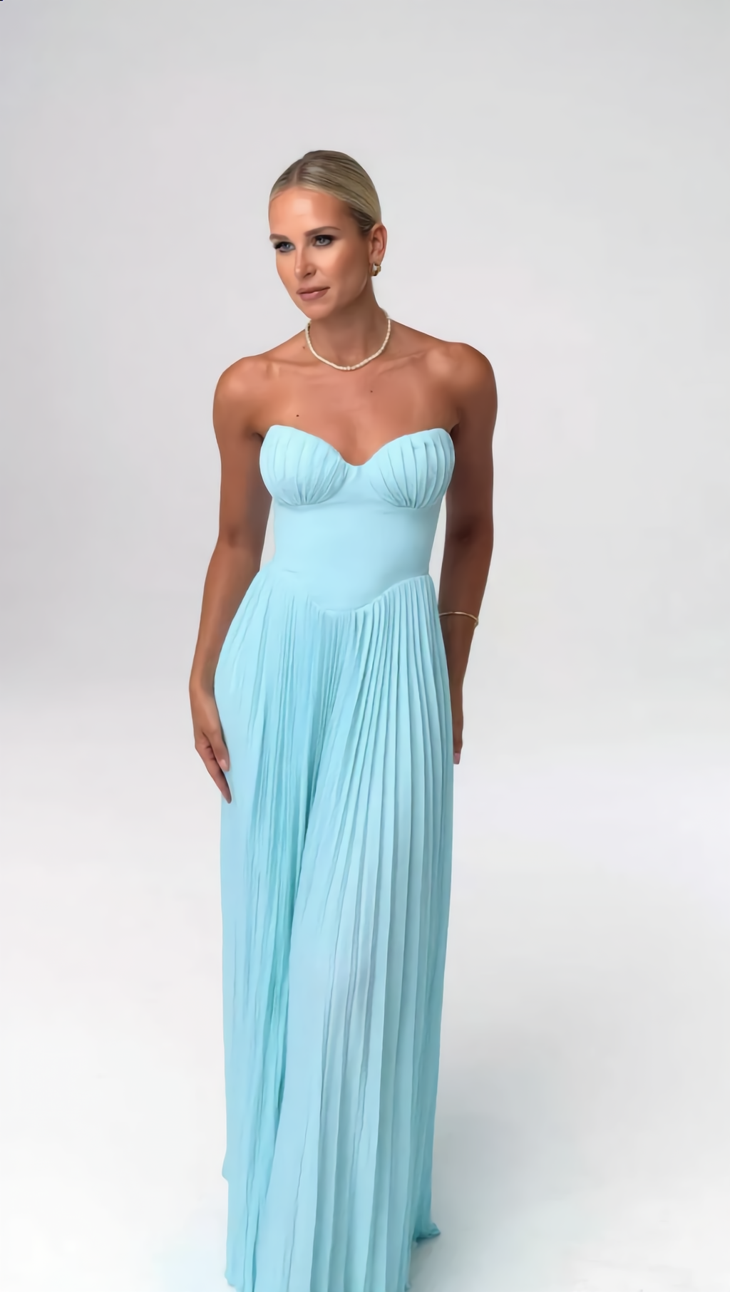 Robe Plissée Bleu Ciel