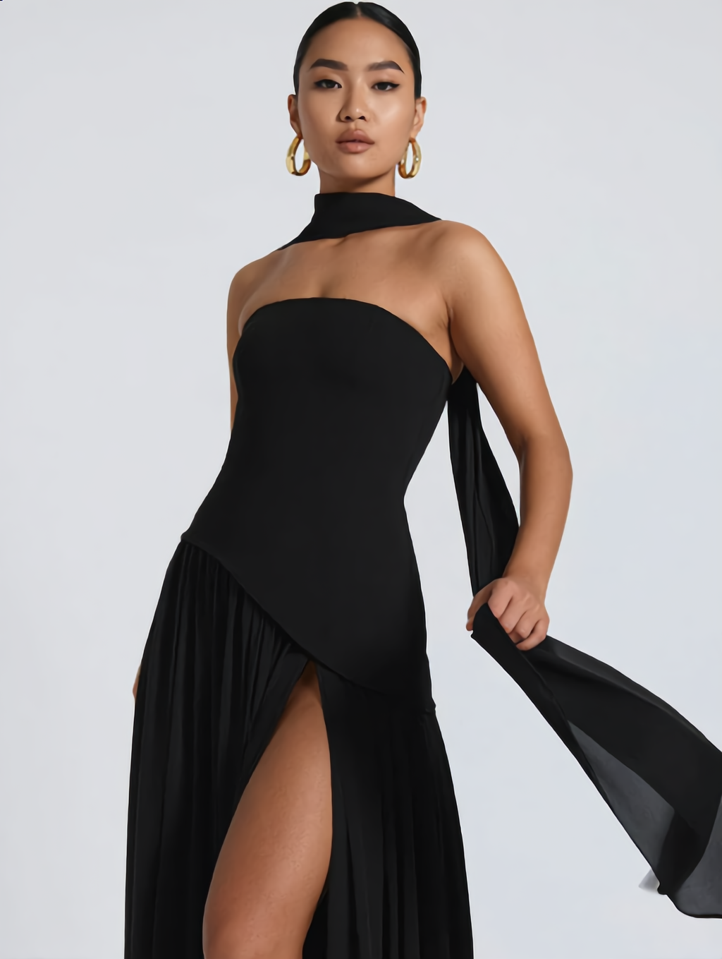 Robe Bustier Écharpe Chic