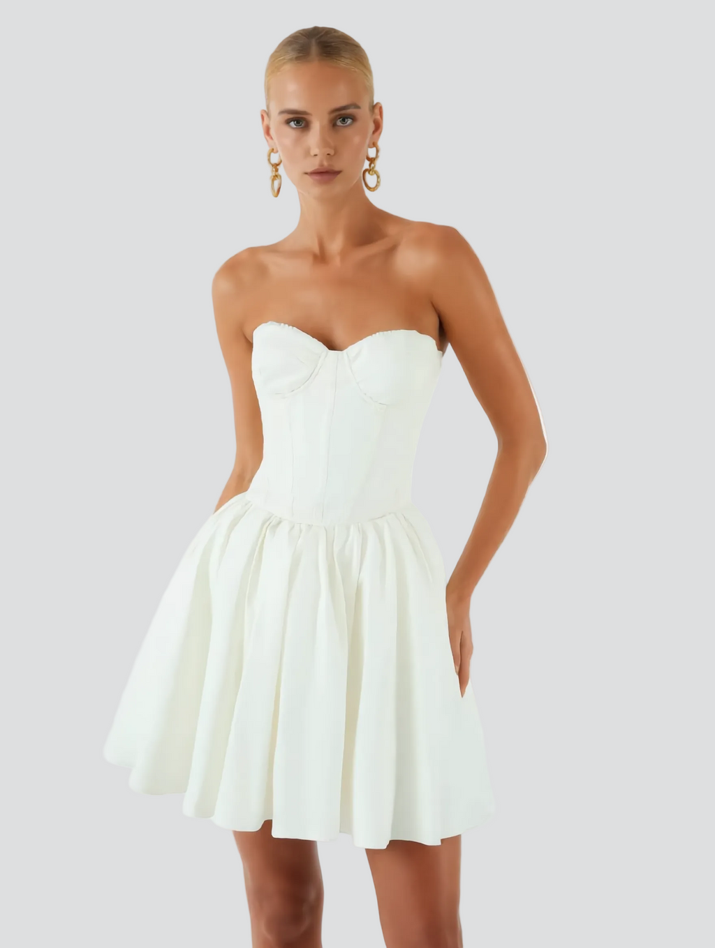 Robe Bustier Beige Chic