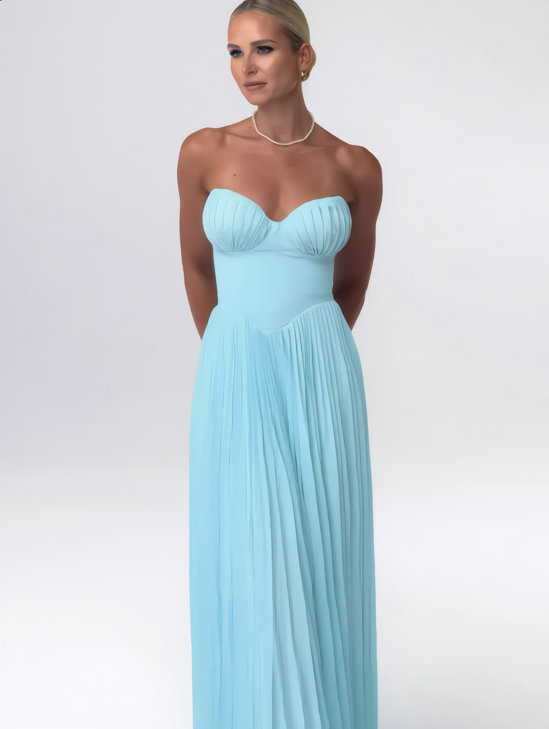 Robe Plissée Bleu Ciel