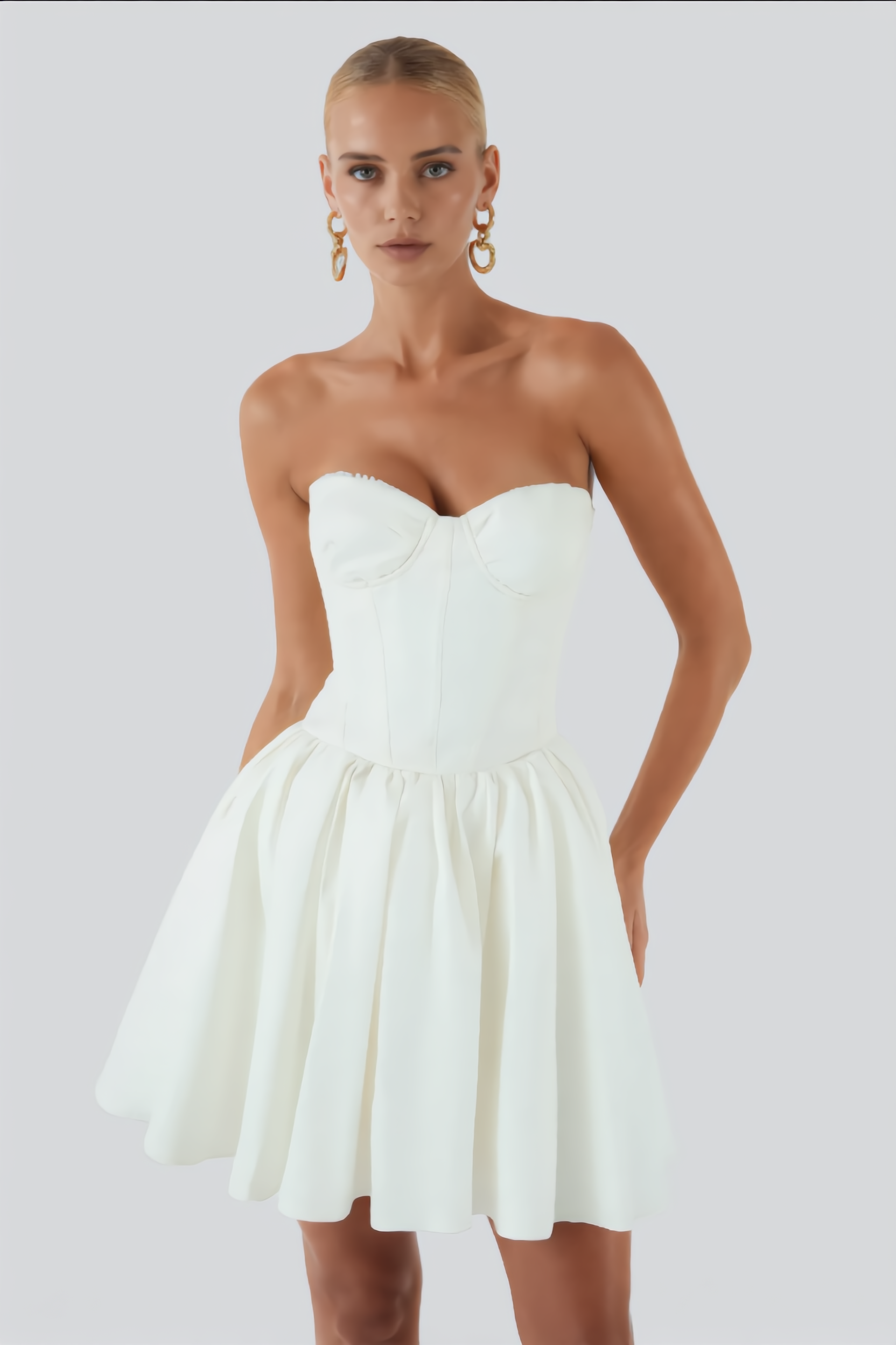 Robe Bustier Beige Chic