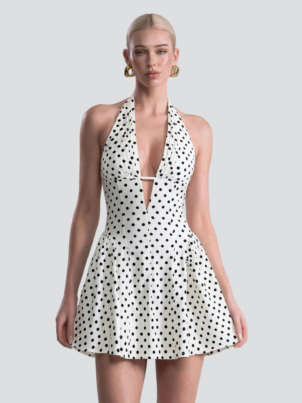 Robe Halter Pois Rétro Chic