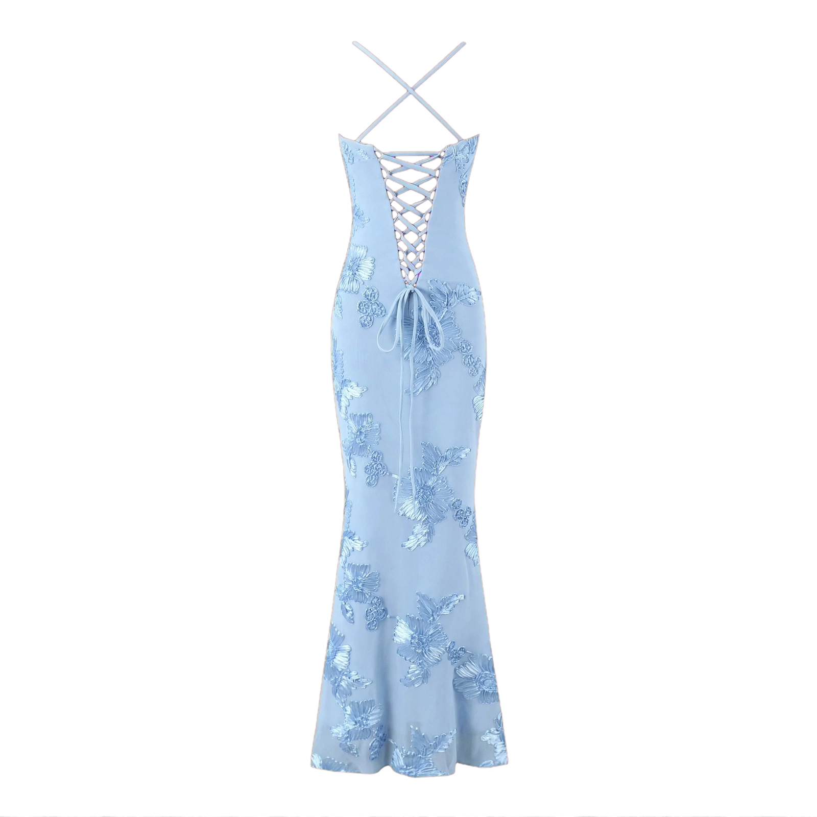 Robe Sirène Fleurie Bleue