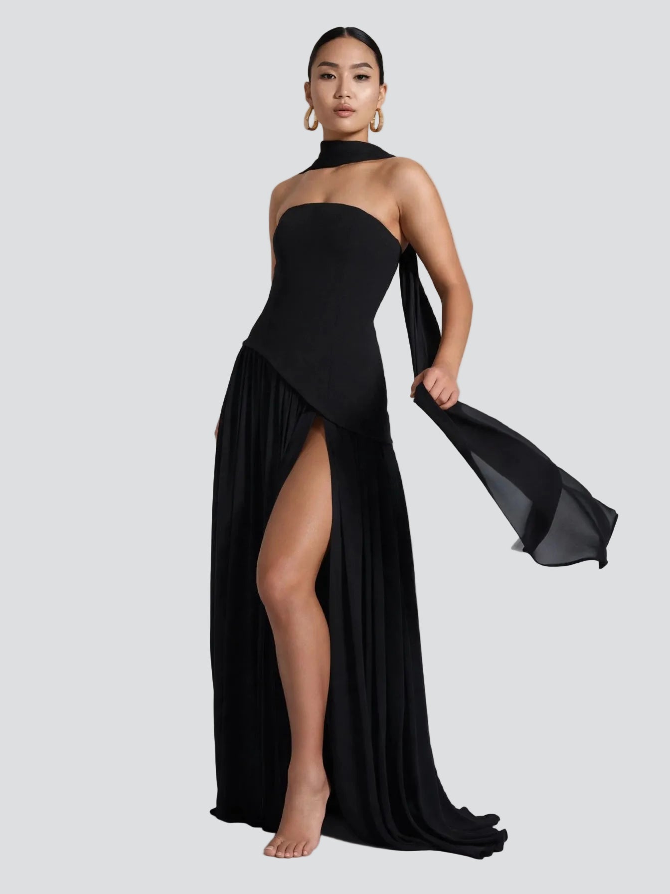 Robe Bustier Écharpe Chic