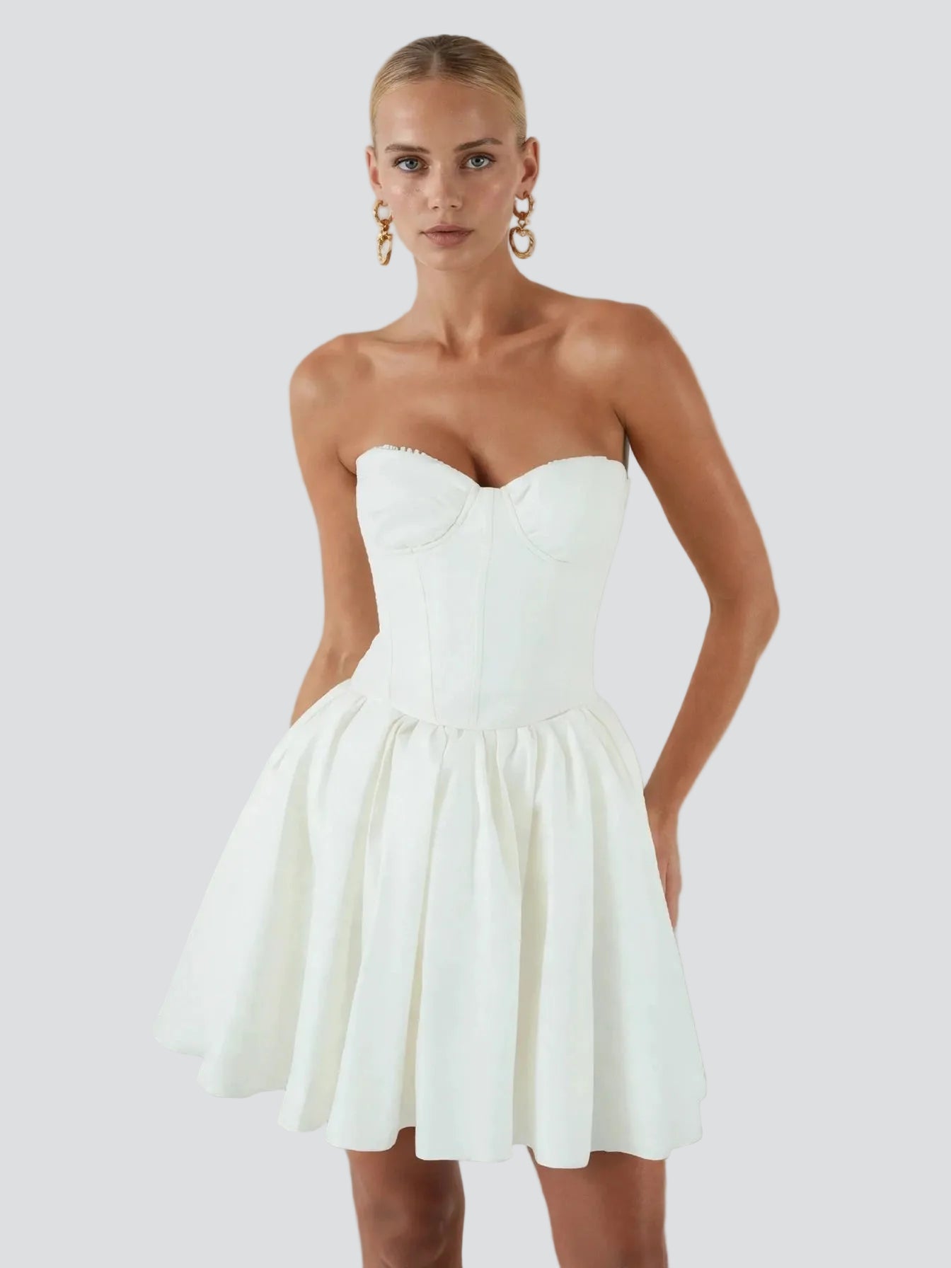 Robe Bustier Beige Chic